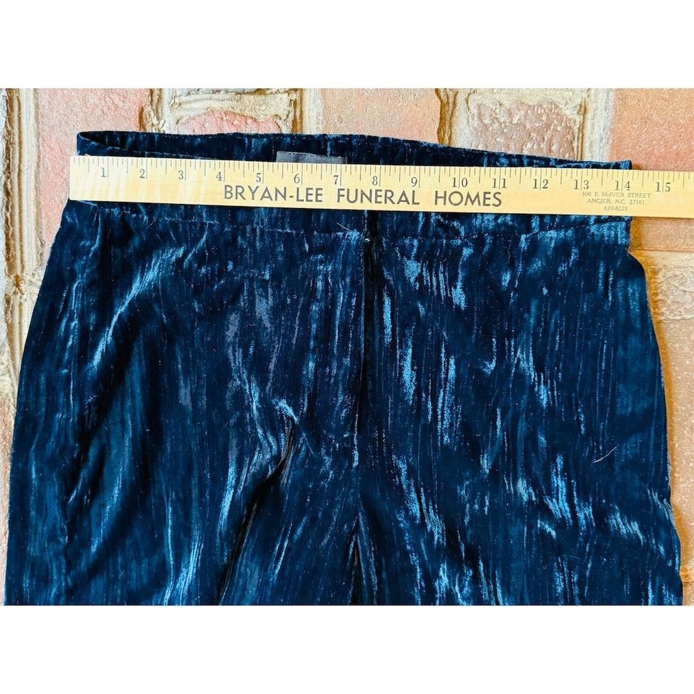 LUCY Paris Women's Blue crushed Velvet Wide-Leg Trousers Small Casual flowing‎ - Picture 5 of 8